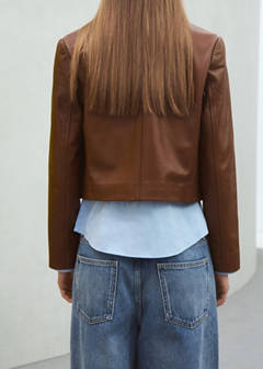 Double-breasted leather jacket — Medium Brown 3