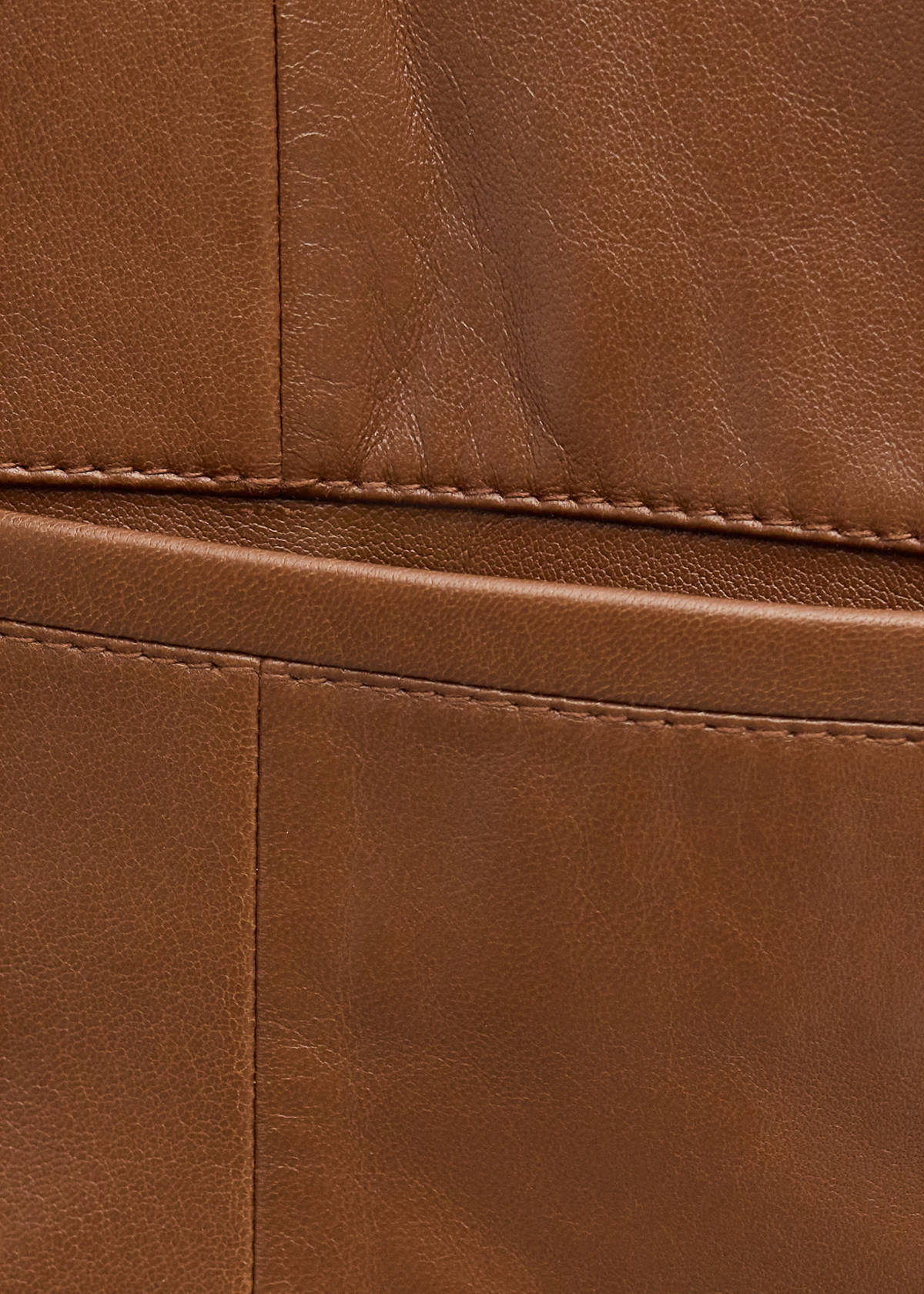 Double-breasted leather jacket — Medium Brown