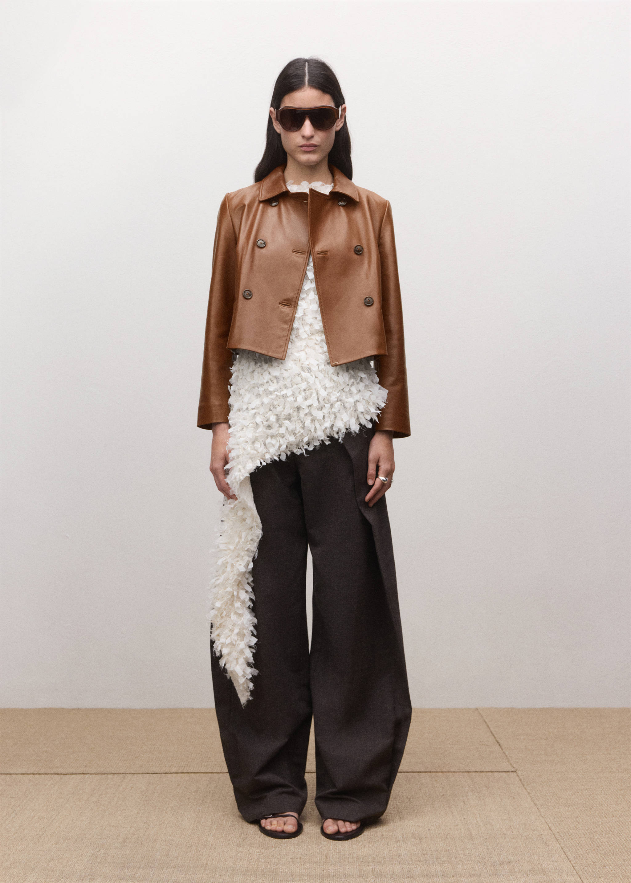 Double-breasted leather jacket - General plane