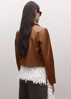 Double-breasted leather jacket — Medium Brown 9
