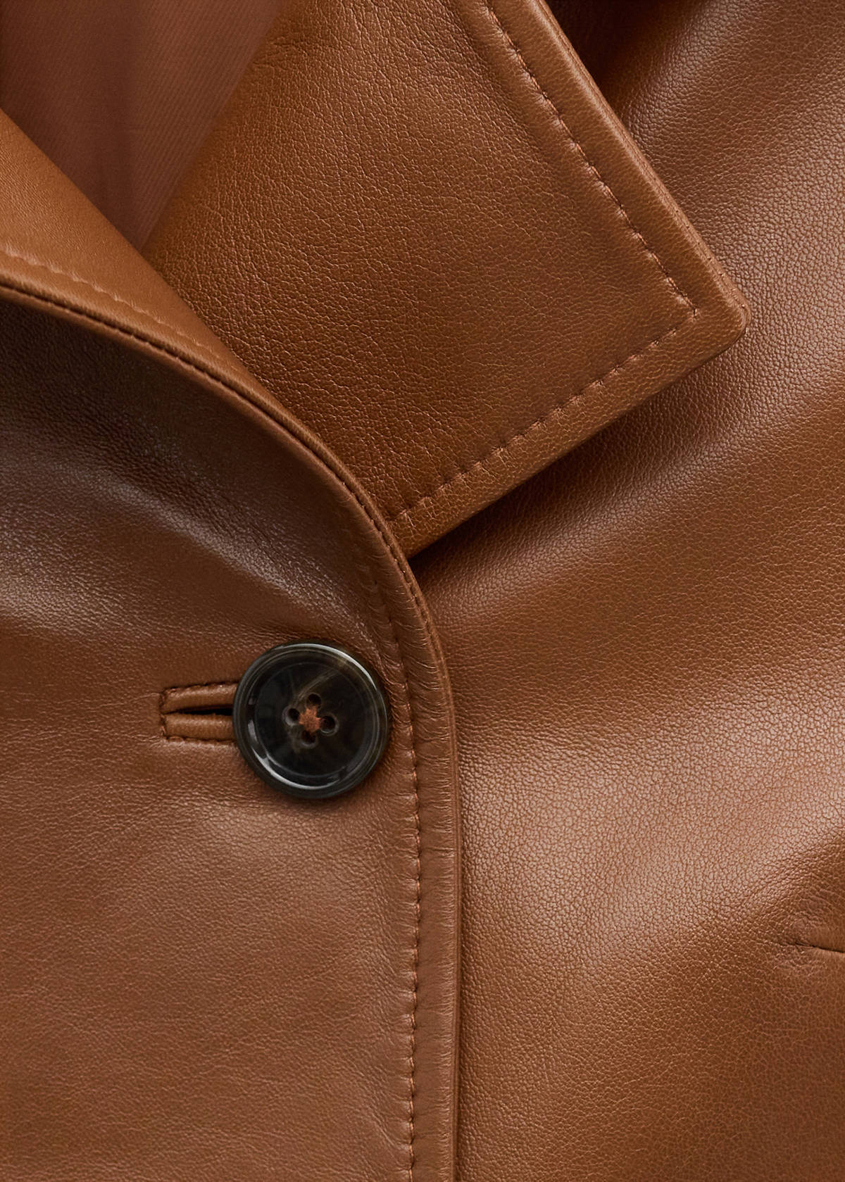 Double-breasted leather jacket — Medium Brown