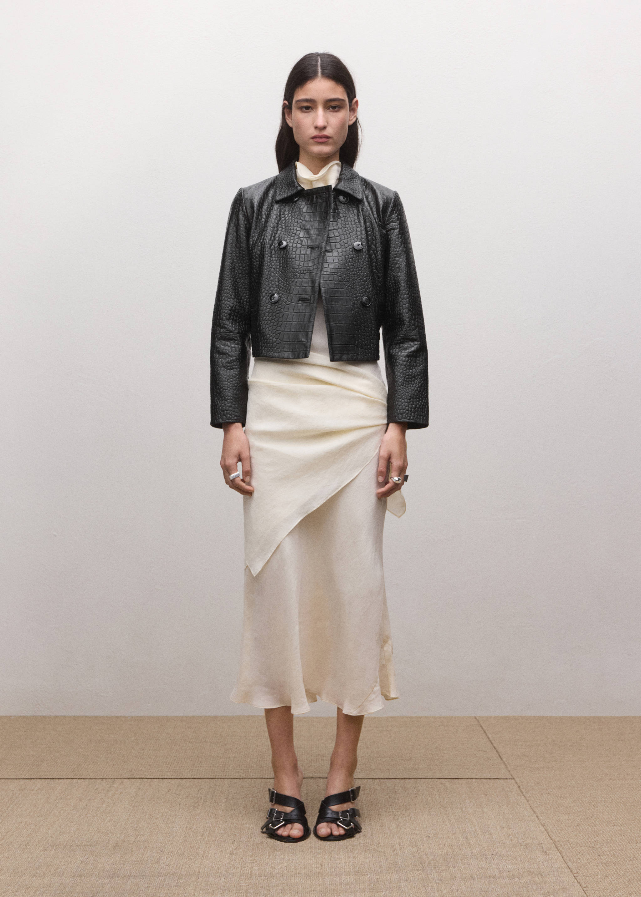 Double-breasted leather jacket - General plane