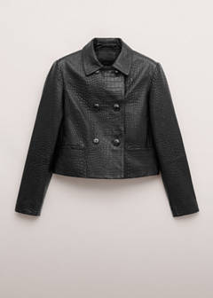 Double-breasted leather jacket — Black 5