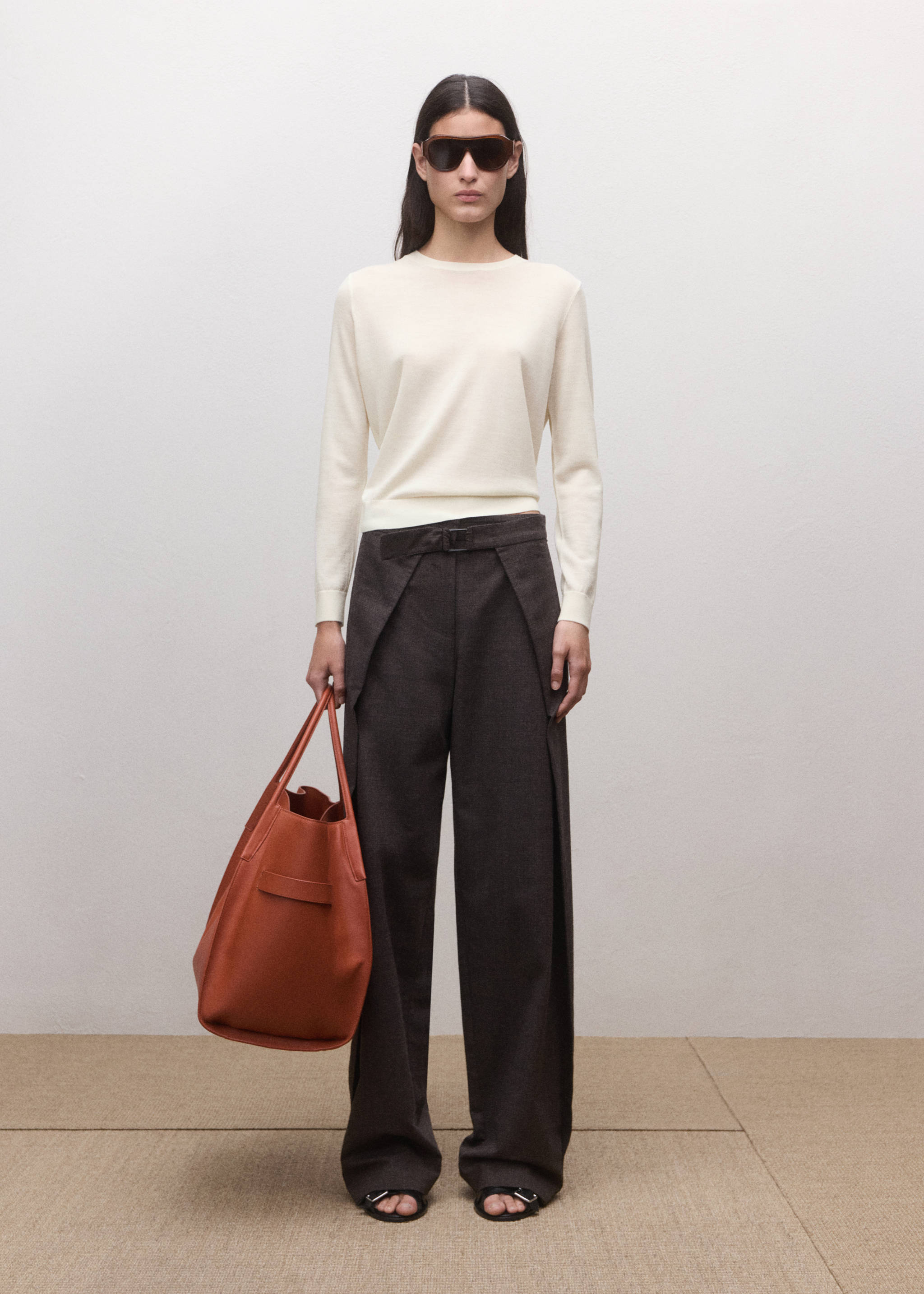 Pull-over 100 % laine col rond - Plan général, Écru. Ref: 27094439-00.