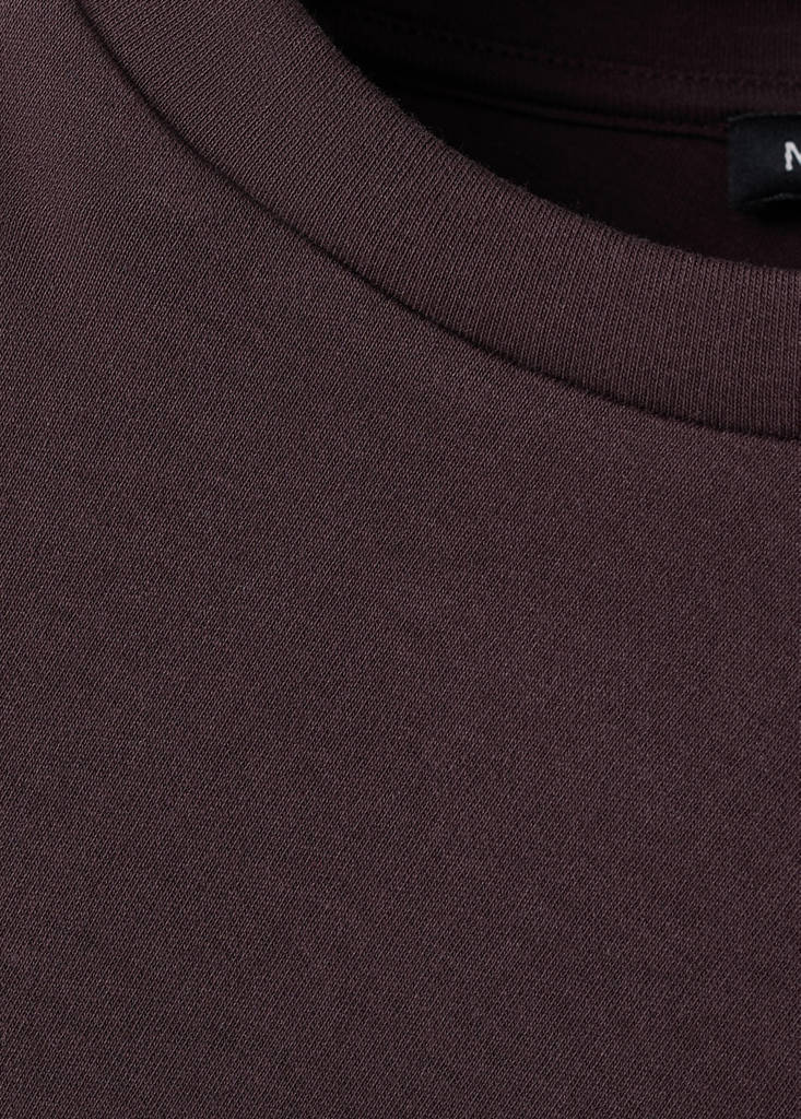 Fitted cotton T-shirt with asymmetric hem — Wine