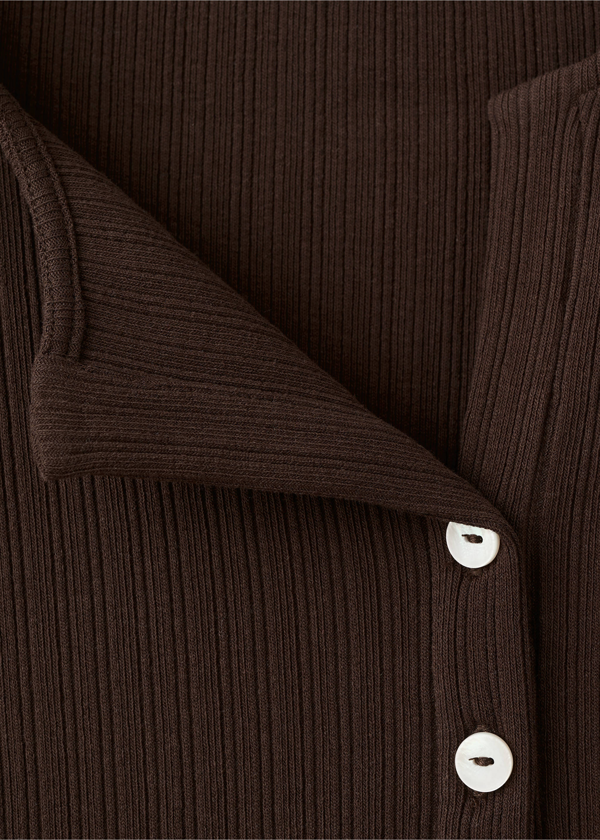 Ribbed T-shirt with button details - Details of the article 8, Brown. Ref: 27094444-00.