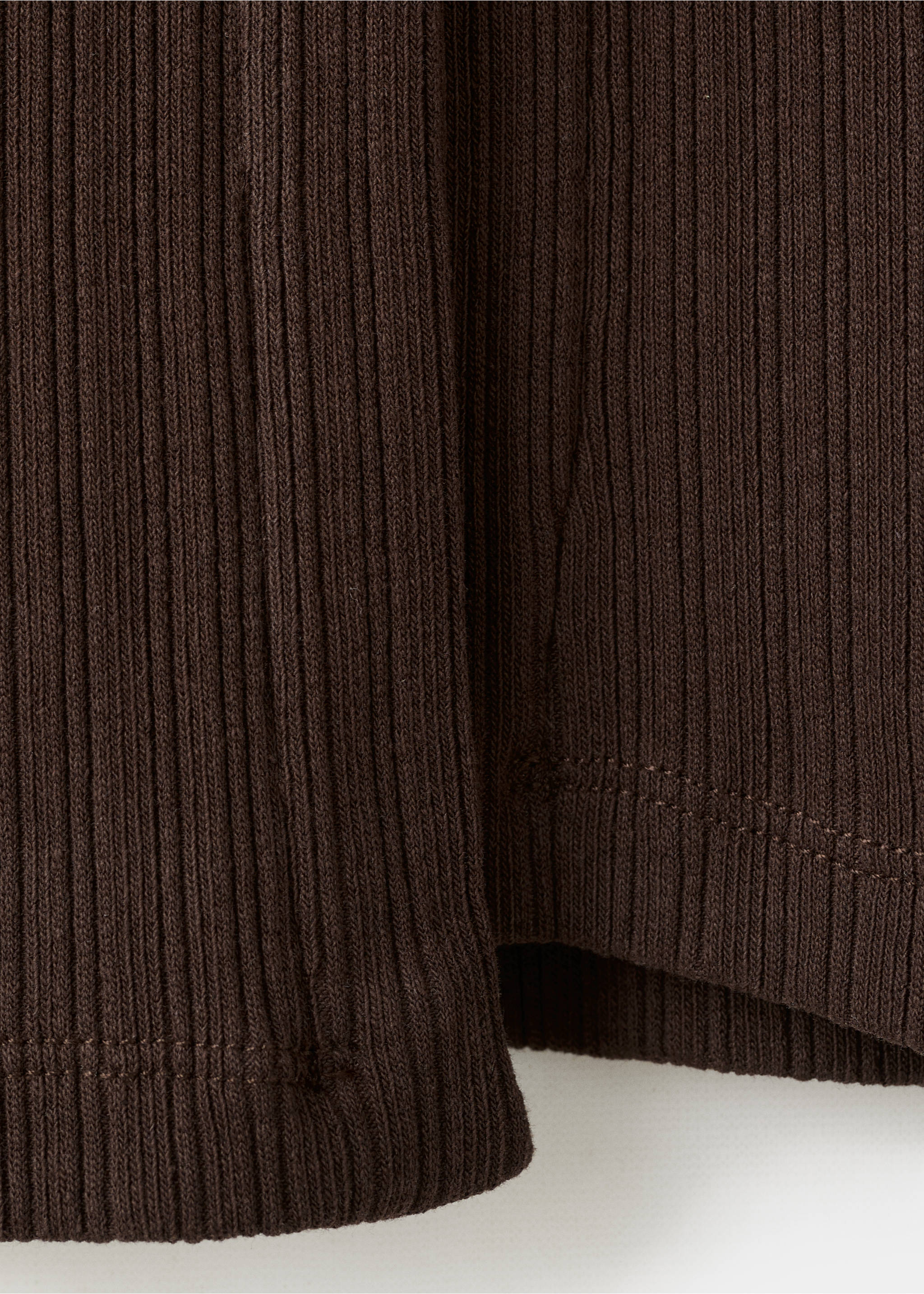 Ribbed T-shirt with button details - Details of the article 0, Brown. Ref: 27094444-00.