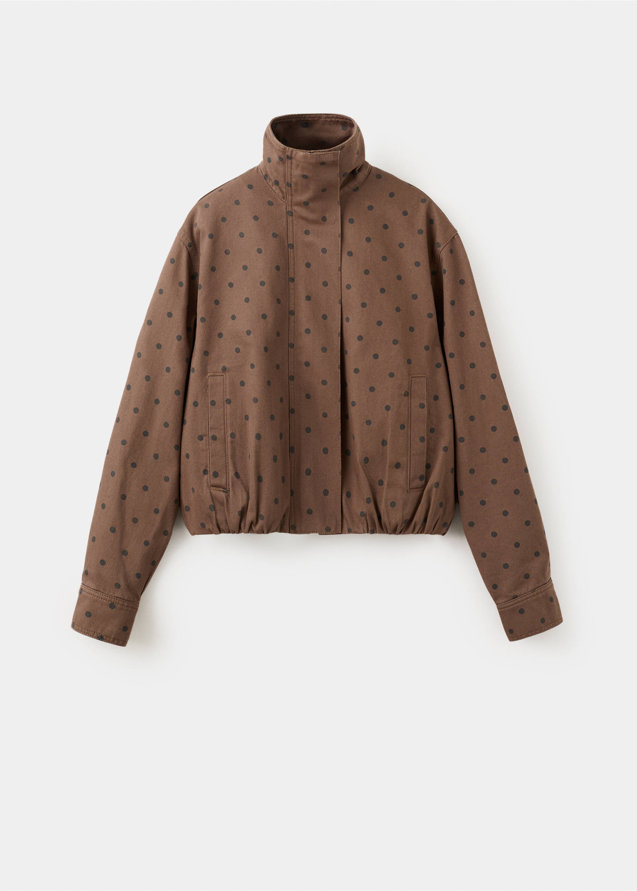 Denim bomber jacket with polka dots - Article without model, Chocolate. Ref: 27094447-00.