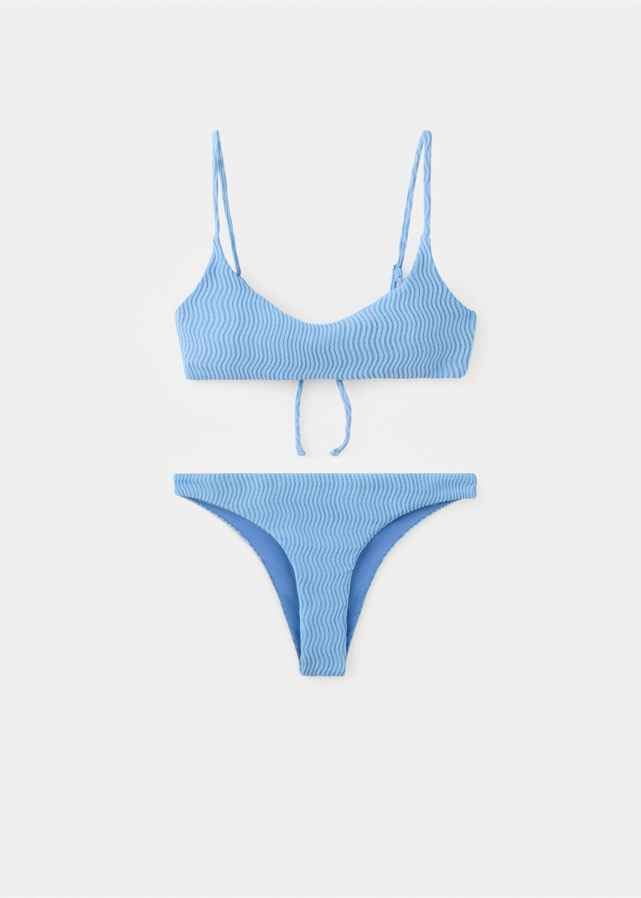 Bikini textured Brazilian knicker - Article without model, Blue. Ref: 27094767-00.