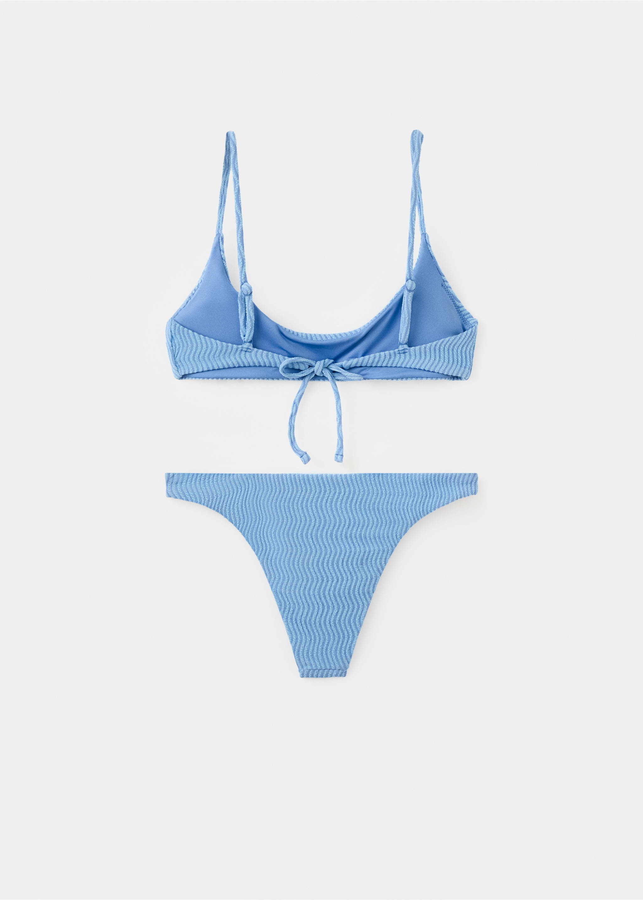 Bikini textured Brazilian knicker - Reverse of the article, Blue. Ref: 27094767-00.