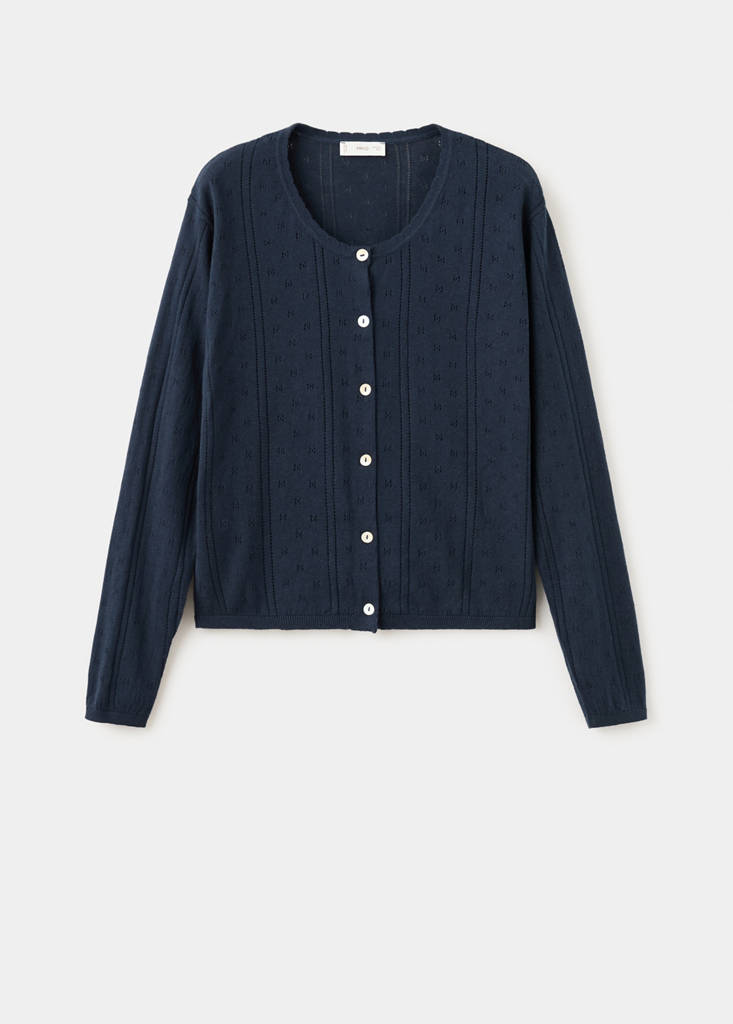 Openwork knit cardigan — Marineblau