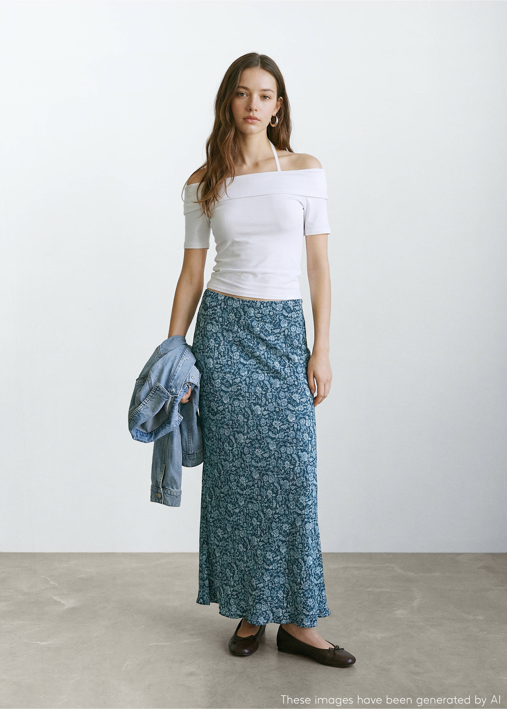 Flowy printed skirt - General plane, Petrol Blue. Ref: 27094770-00.