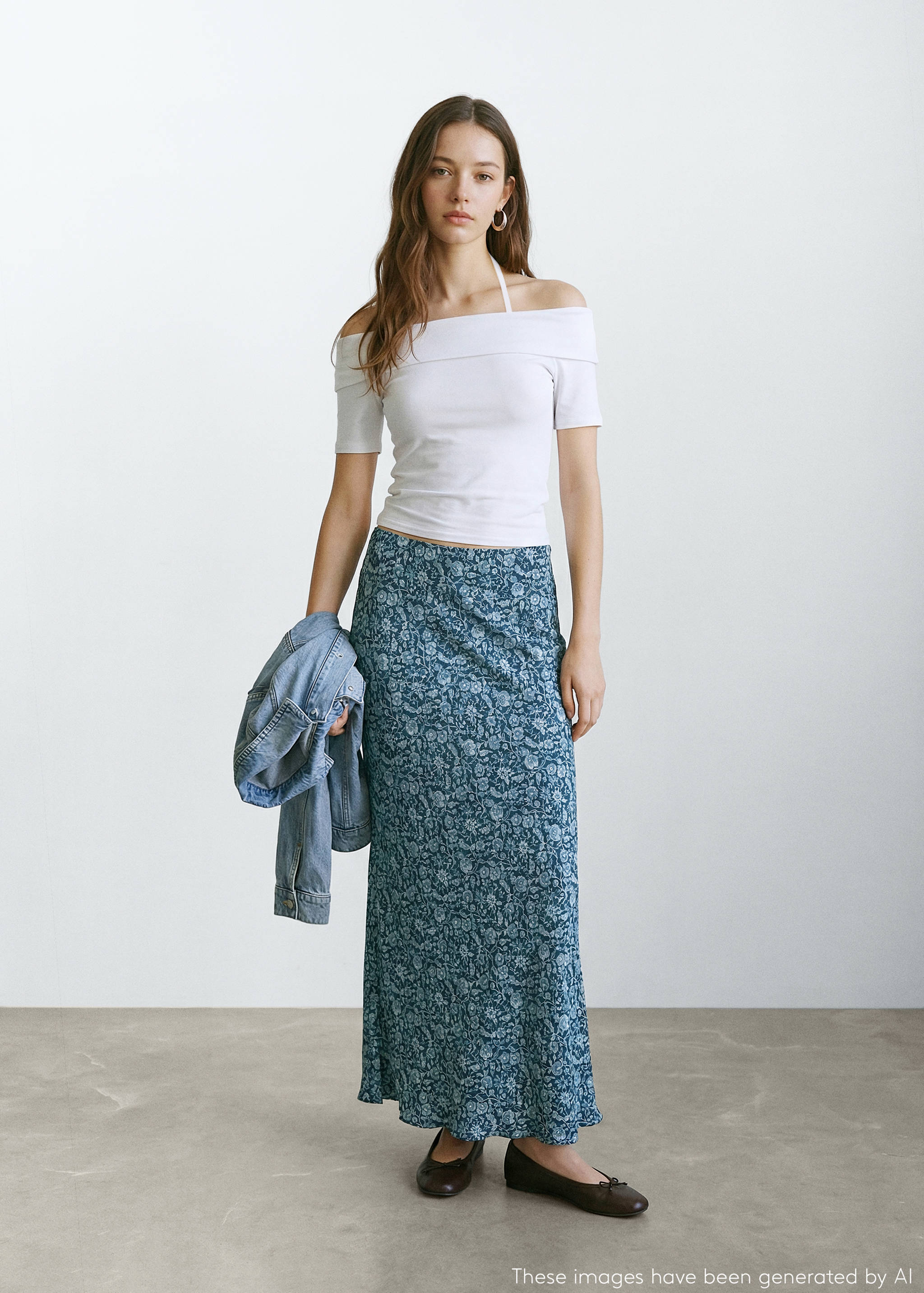 Flowy printed skirt - General plane