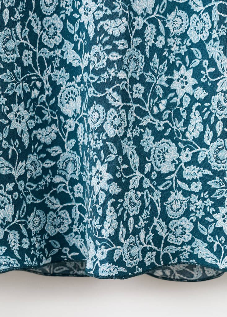 Flowy printed skirt — Petrol Blue