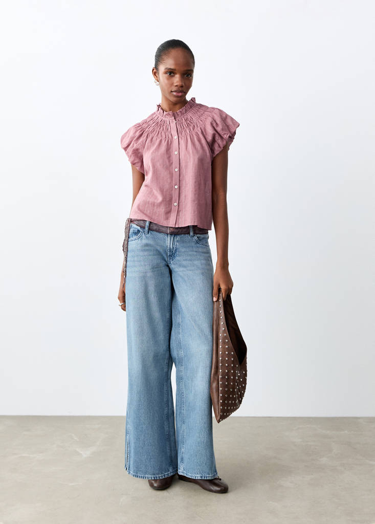 Ruched flowing blouse — Pastel Pink