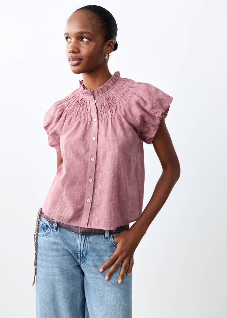 Ruched flowing blouse — Pastel Pink