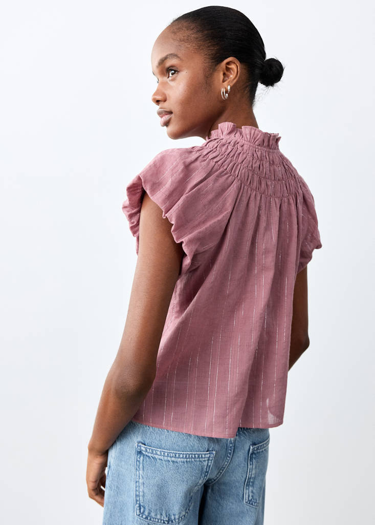 Ruched flowing blouse — Pastel Pink