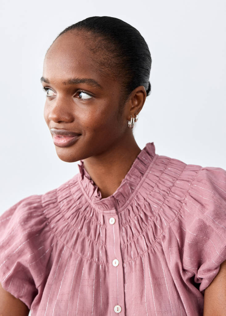 Ruched flowing blouse — Pastel Pink