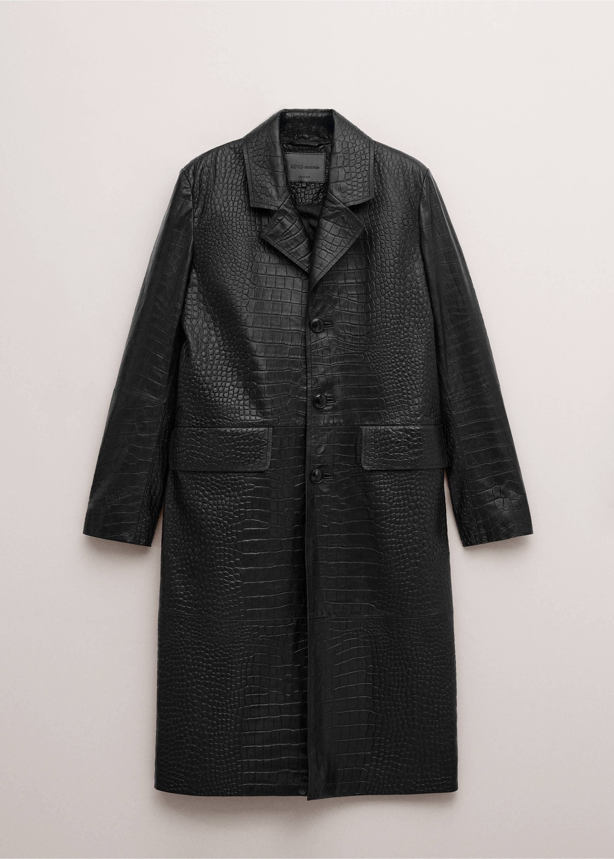 Crocodile-effect faux fur coat - Article without model, Black. Ref: 27094772-00.