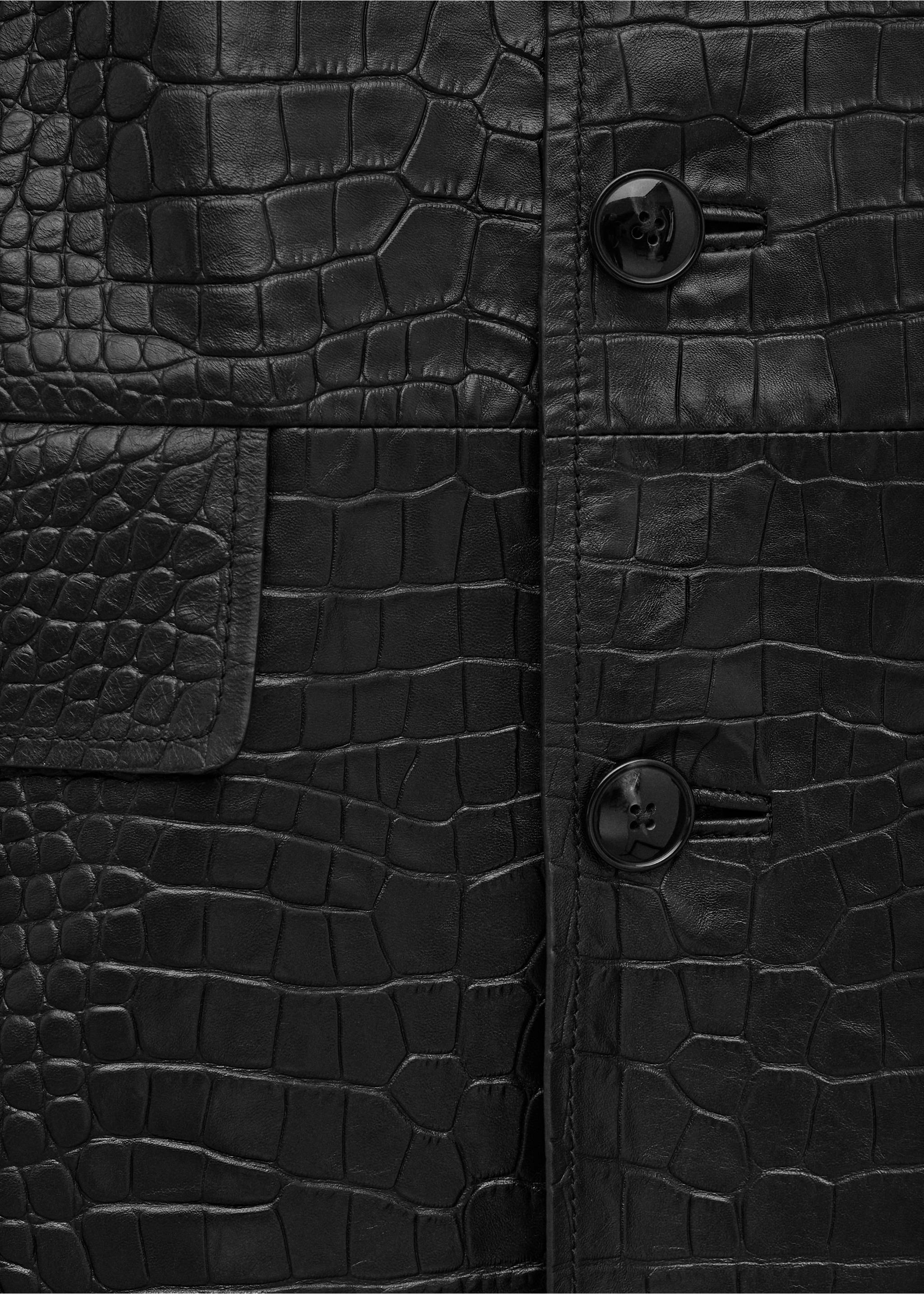 Crocodile-effect faux fur coat - Details of the article 0, Black. Ref: 27094772-00.