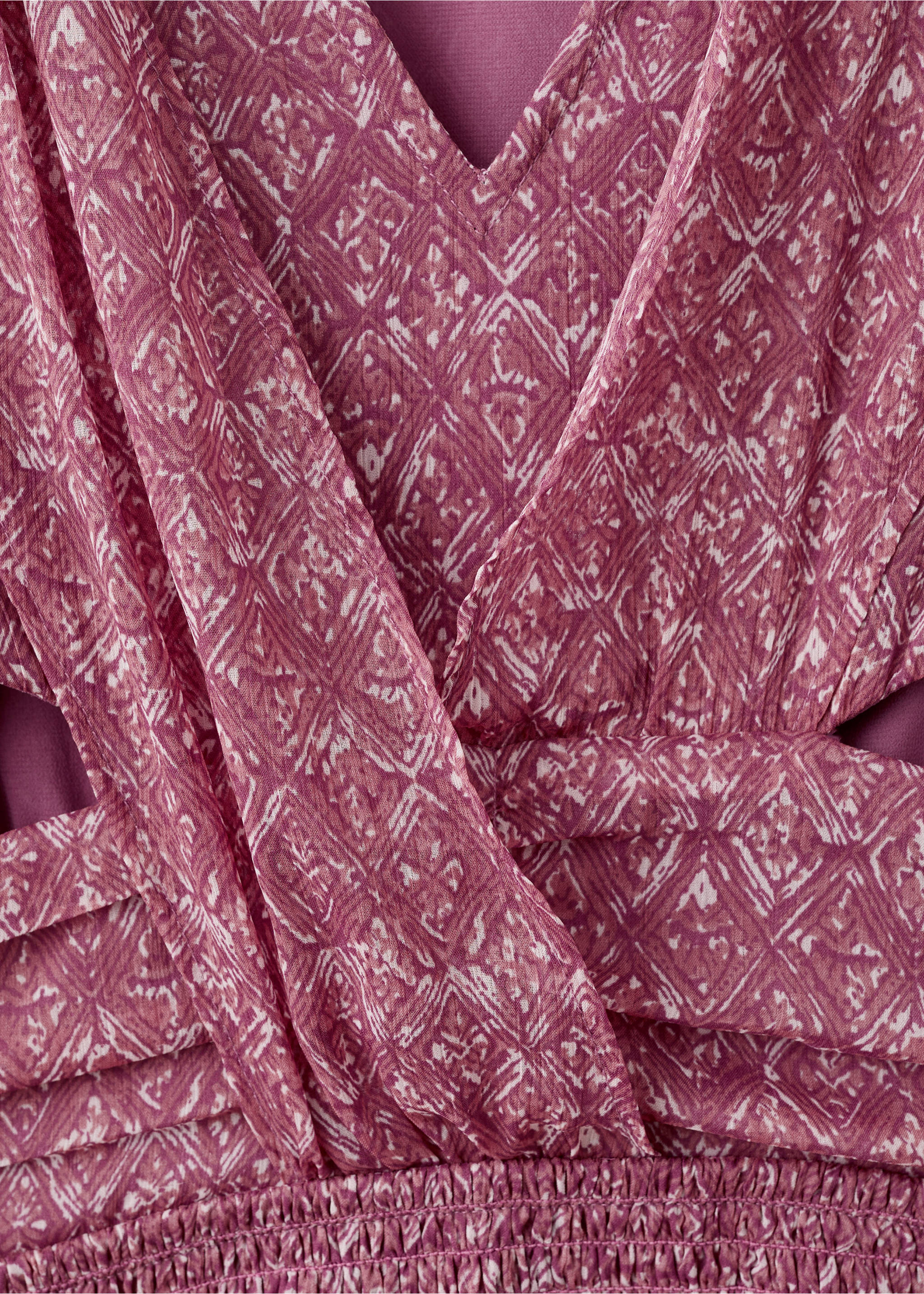 Ruffled printed dress - Details of the article 8, Petrol Blue. Ref: 27094775-00.