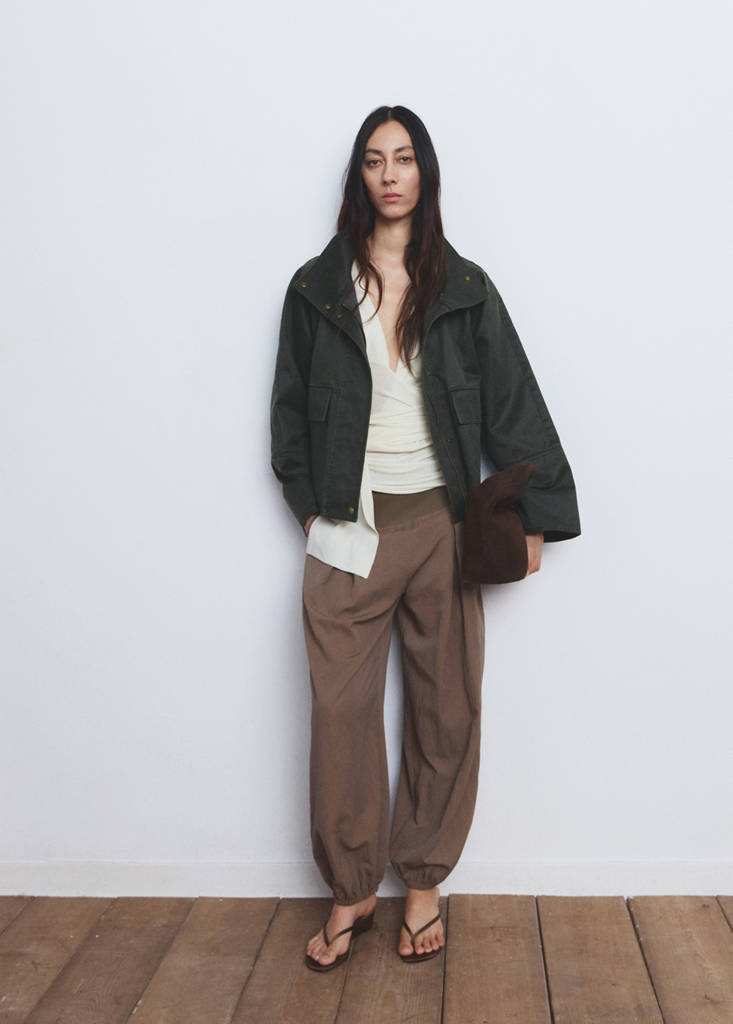 Funnel neck parka with pockets — Khaki