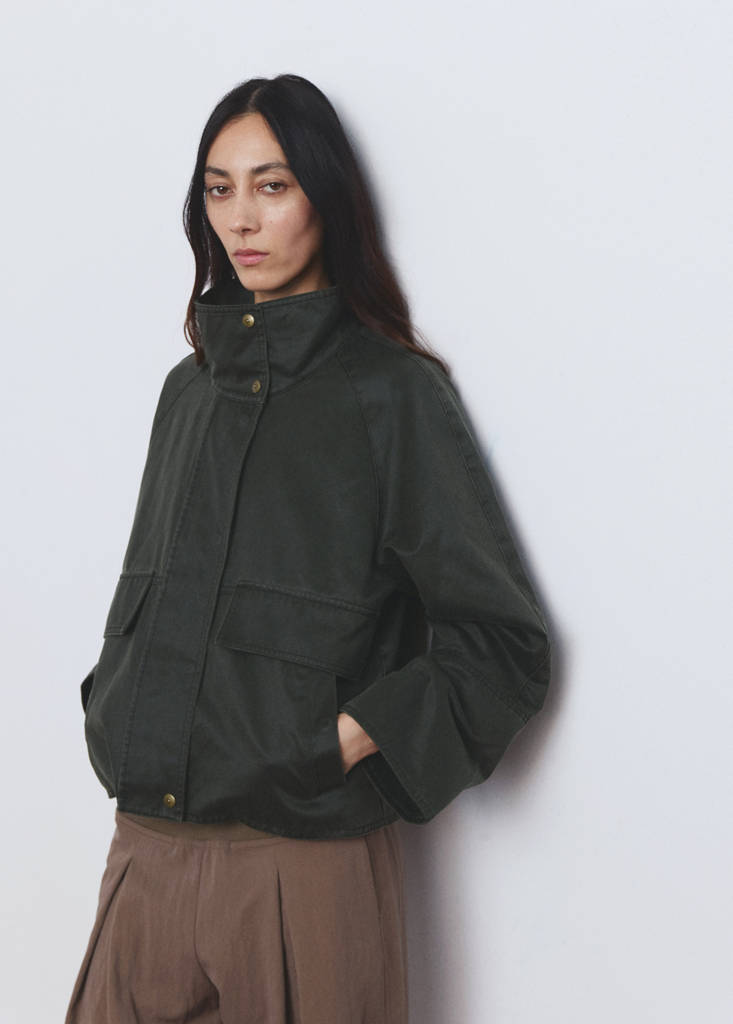 Funnel neck parka with pockets — Khaki