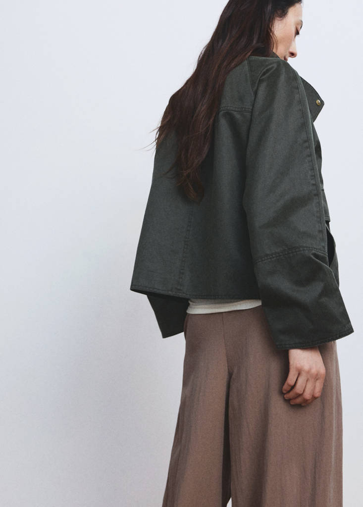 Funnel neck parka with pockets — Khaki