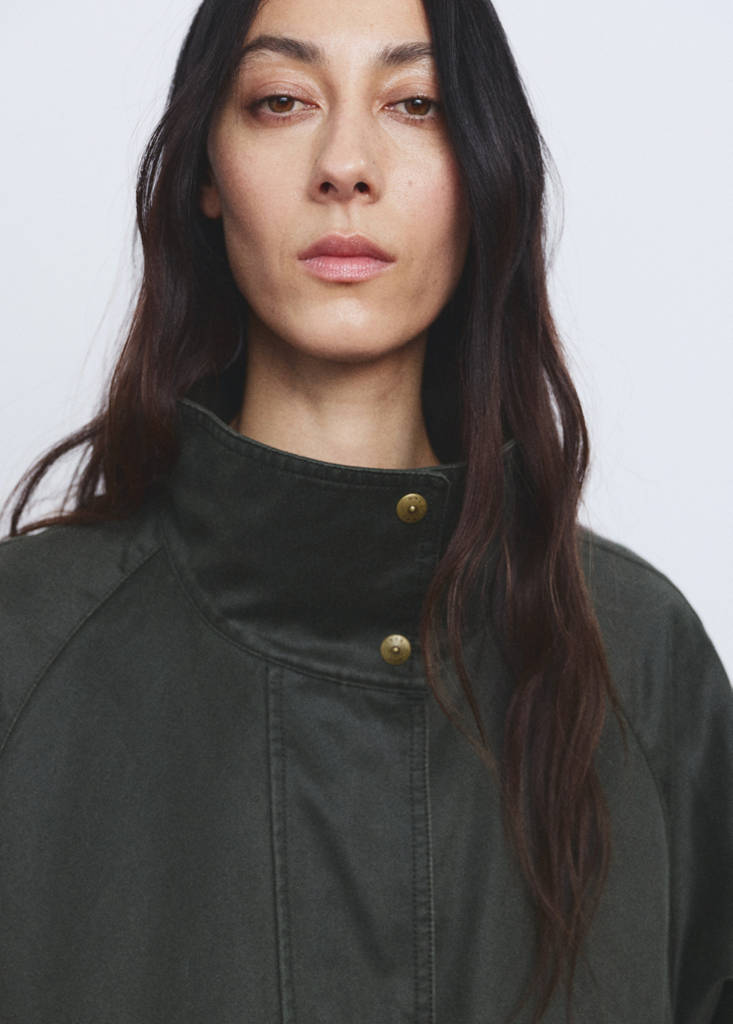 Funnel neck parka with pockets — Khaki