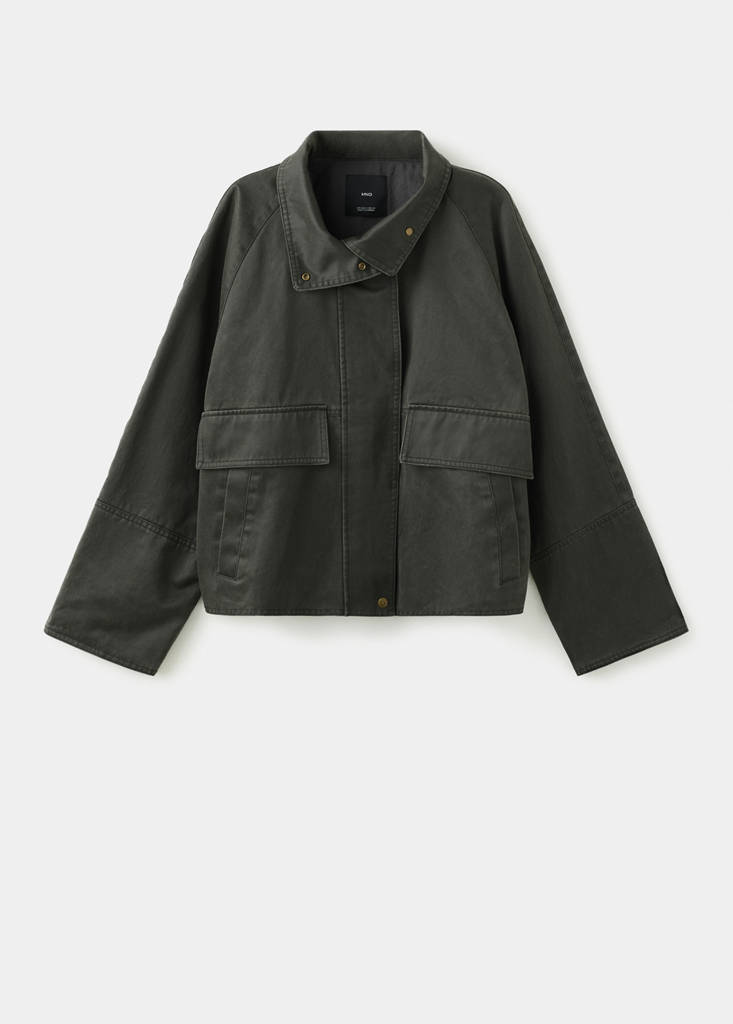 Funnel neck parka with pockets — Khaki