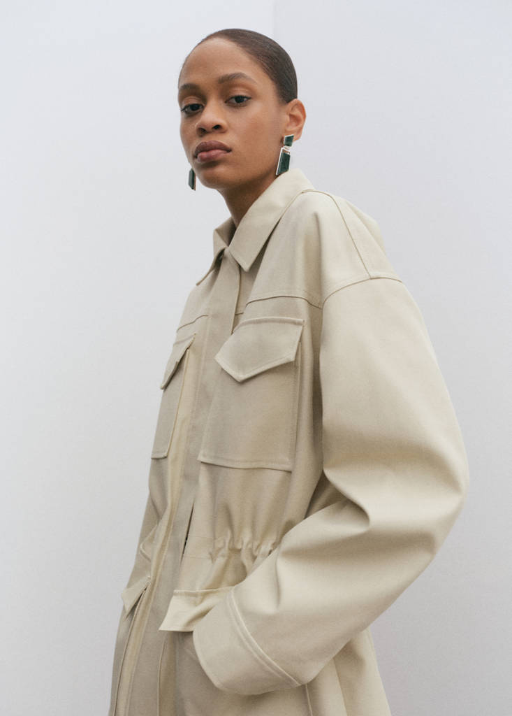 Oversized parka with pockets — Ecru