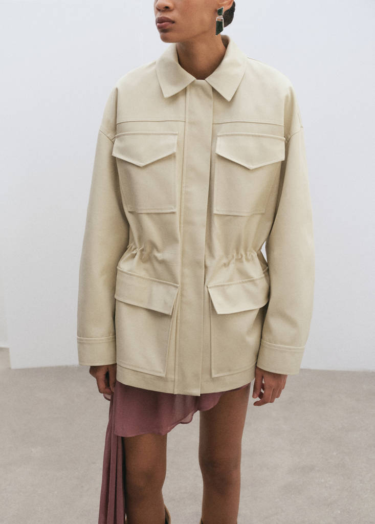 Oversized parka with pockets — Ecru