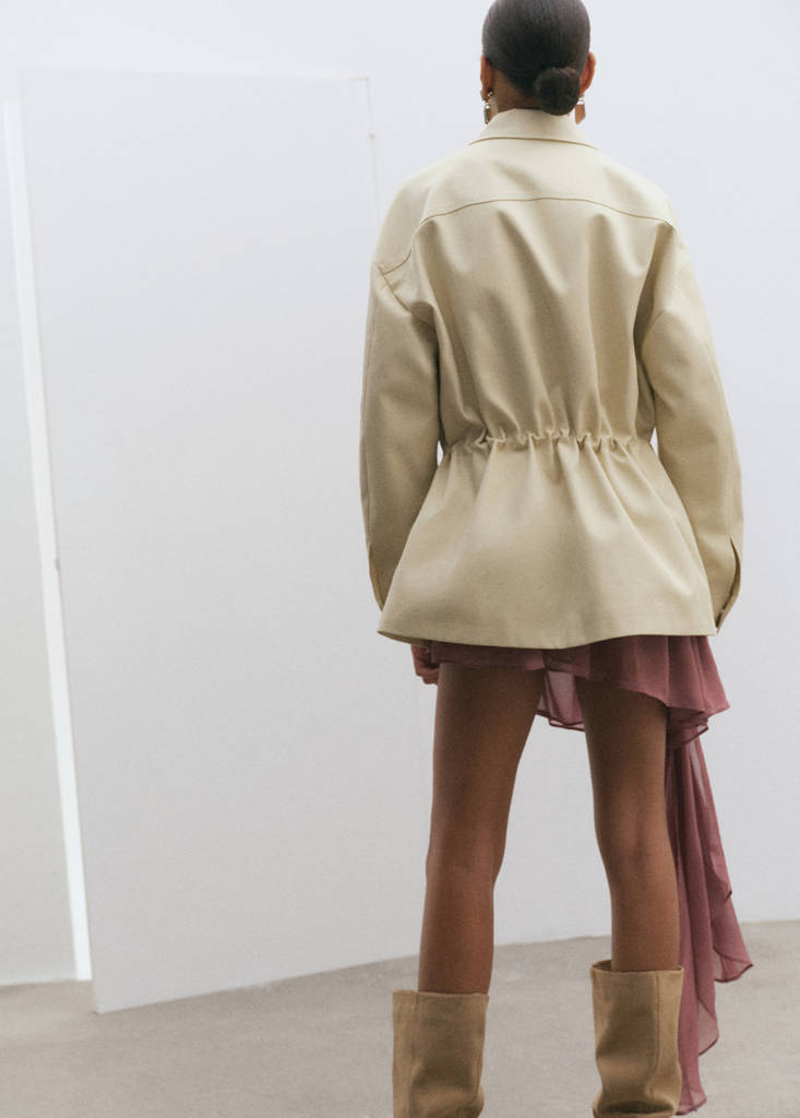 Oversized parka with pockets — Ecru