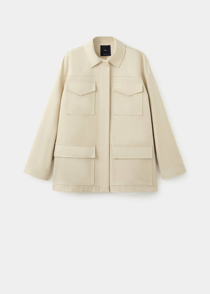 Oversized parka with pockets — Ecru