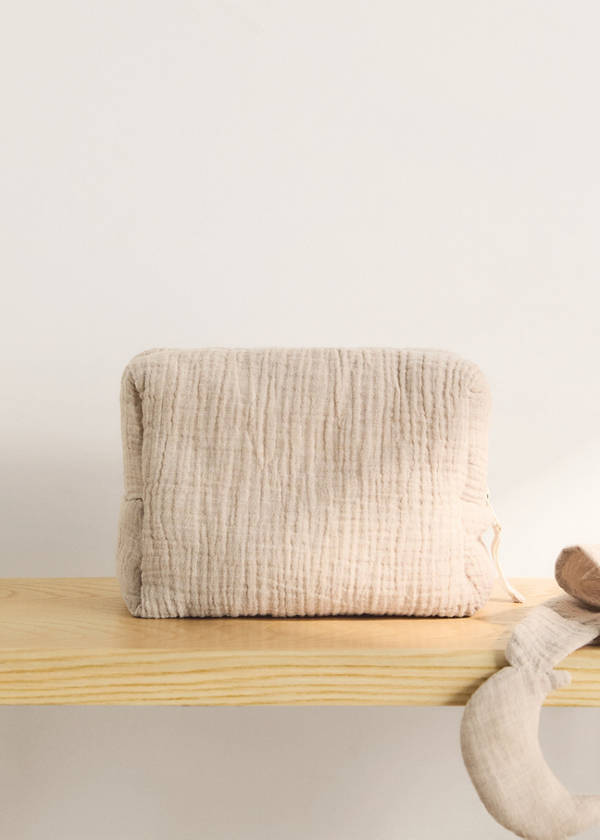 Children's cotton gauze toiletry bag — Beige