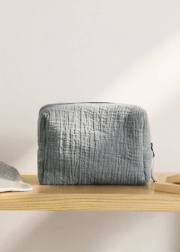 Children's cotton gauze toiletry bag — Grey