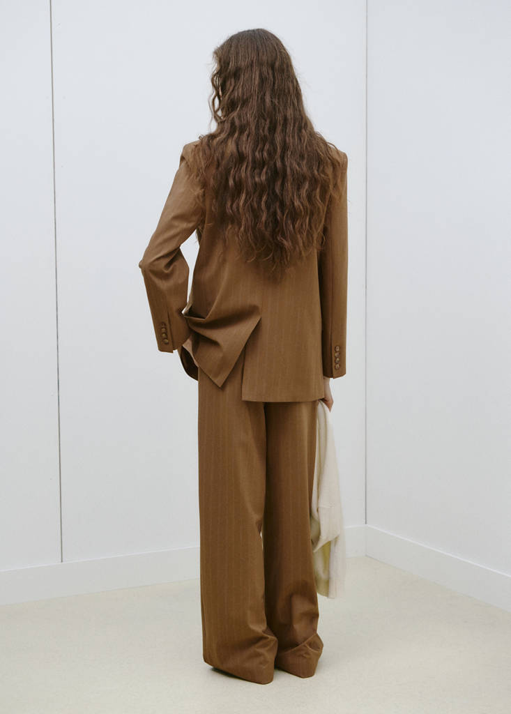 Pinstripe suit blazer — Caramel