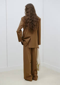 Pinstripe suit blazer — Caramel 3