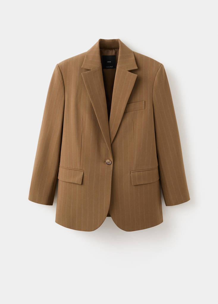 Pinstripe suit blazer — Caramel