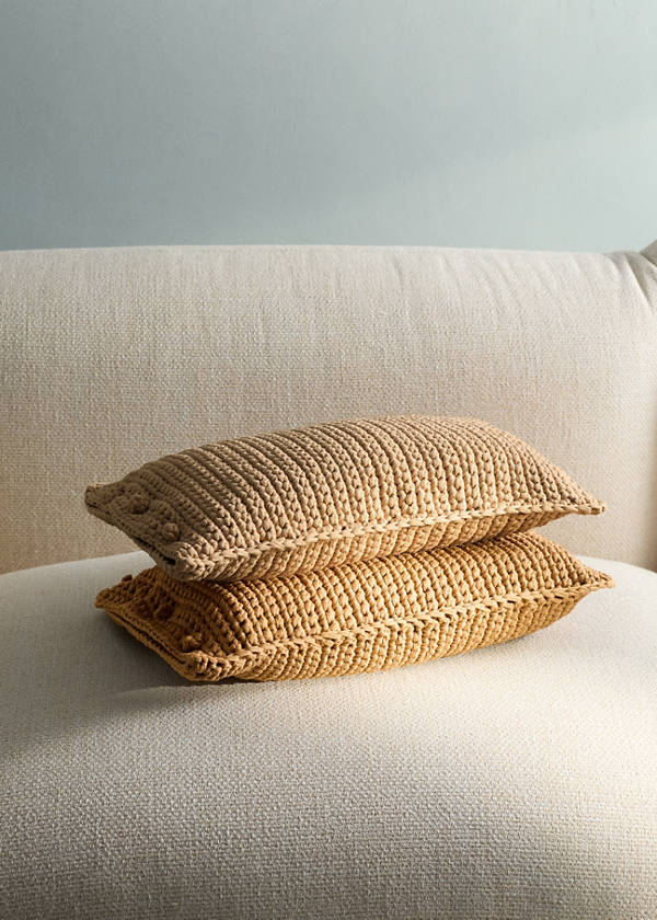 Crochet cushion cover 30x50cm — Beige