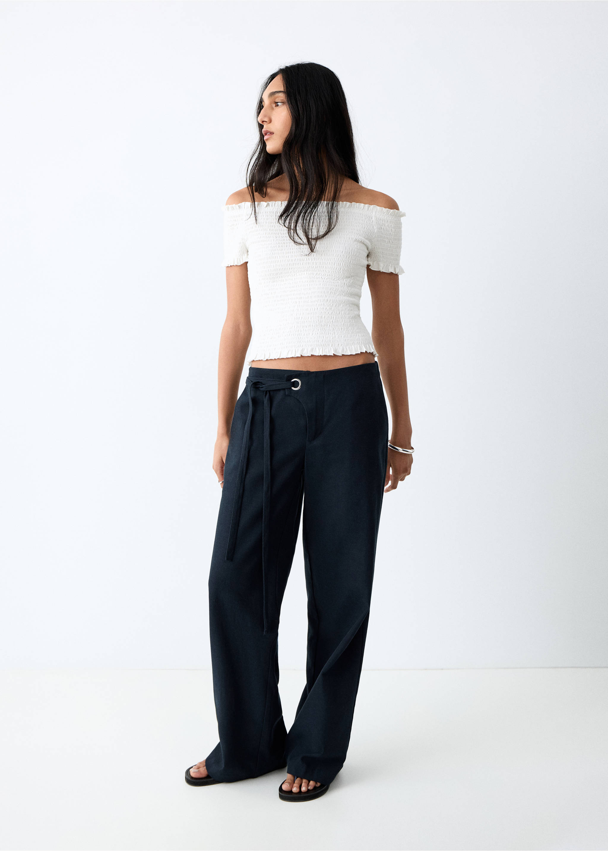 Draped crop top - General plane, Off White. Ref: 27095159-00.