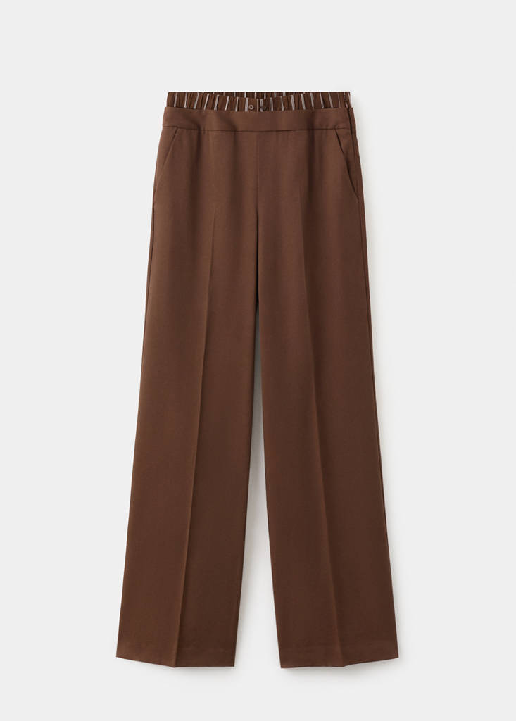 Lyocell trousers with a combined waistband and stripes — Brown