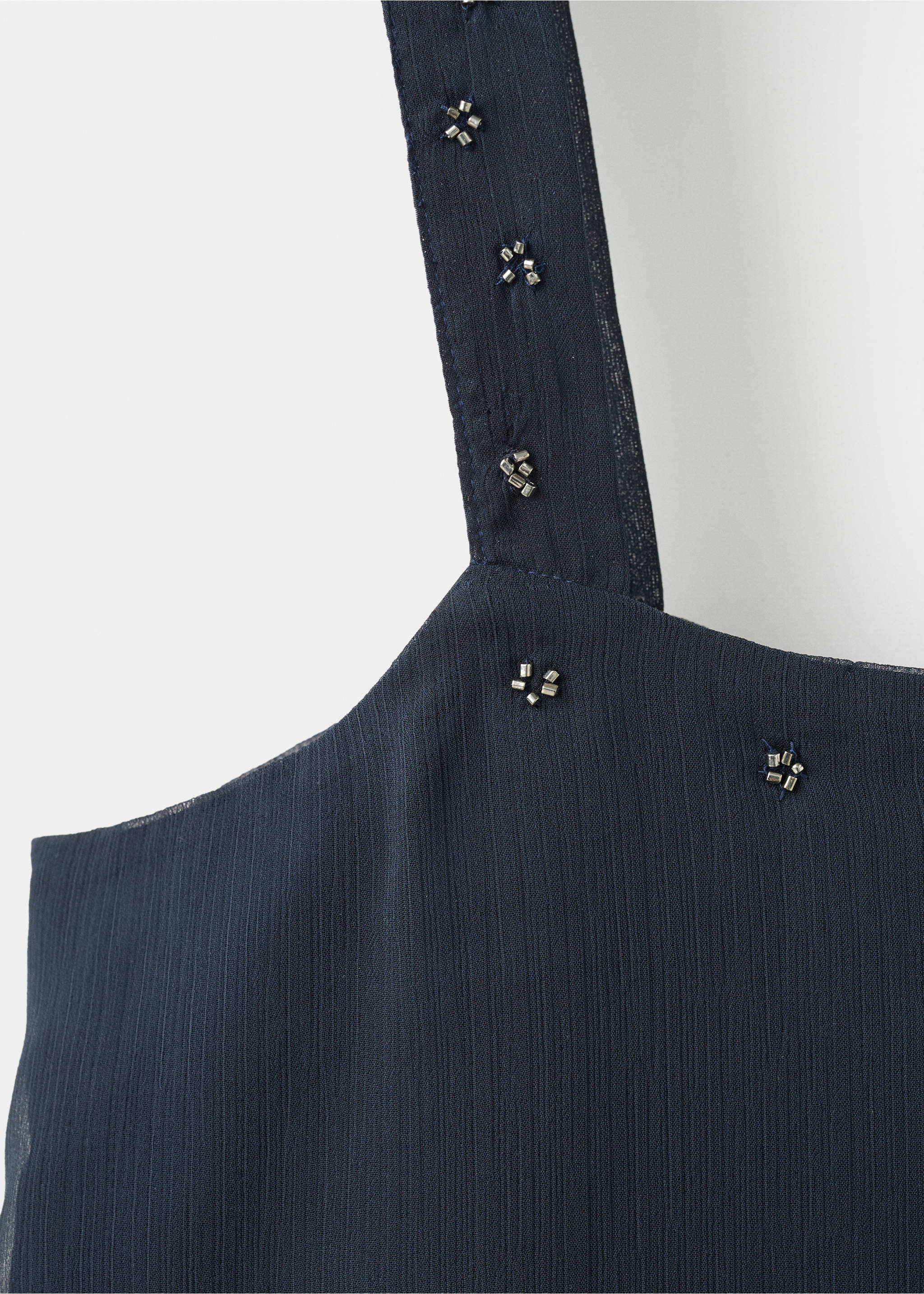 Ruffled flowy top - Details of the article 8, Navy. Ref: 27095807-00.