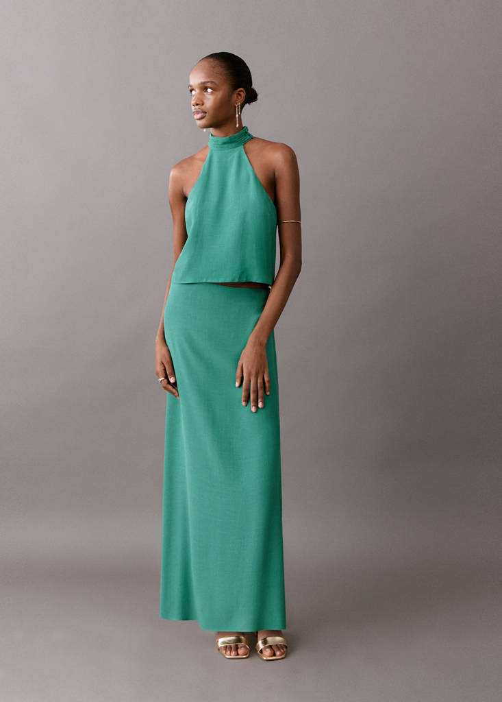 Open-back halter blouse — Green