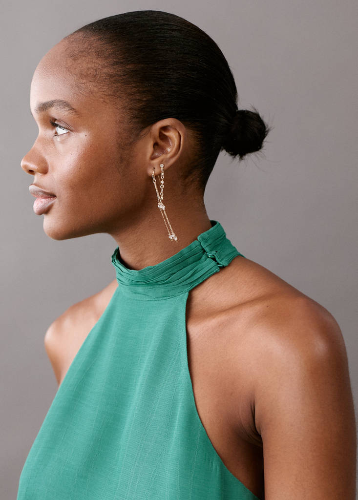 Open-back halter blouse — Green