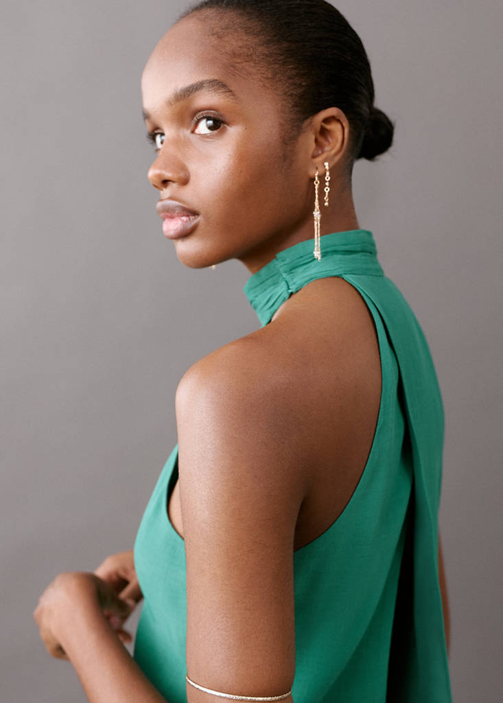Open-back halter blouse — Green