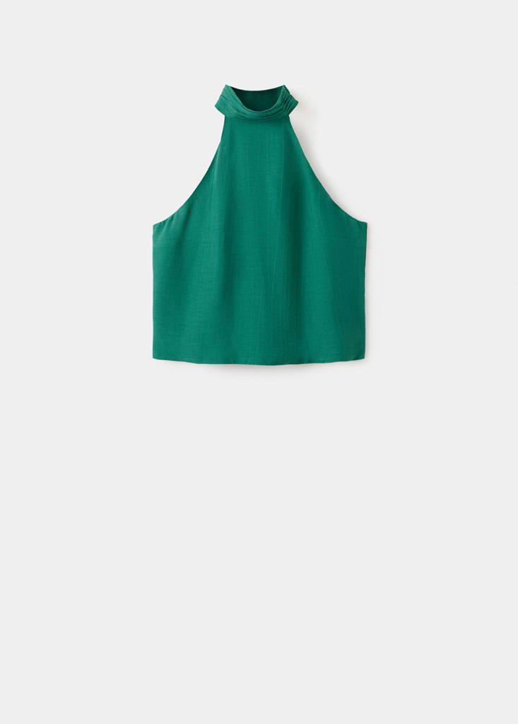 Open-back halter blouse — Green