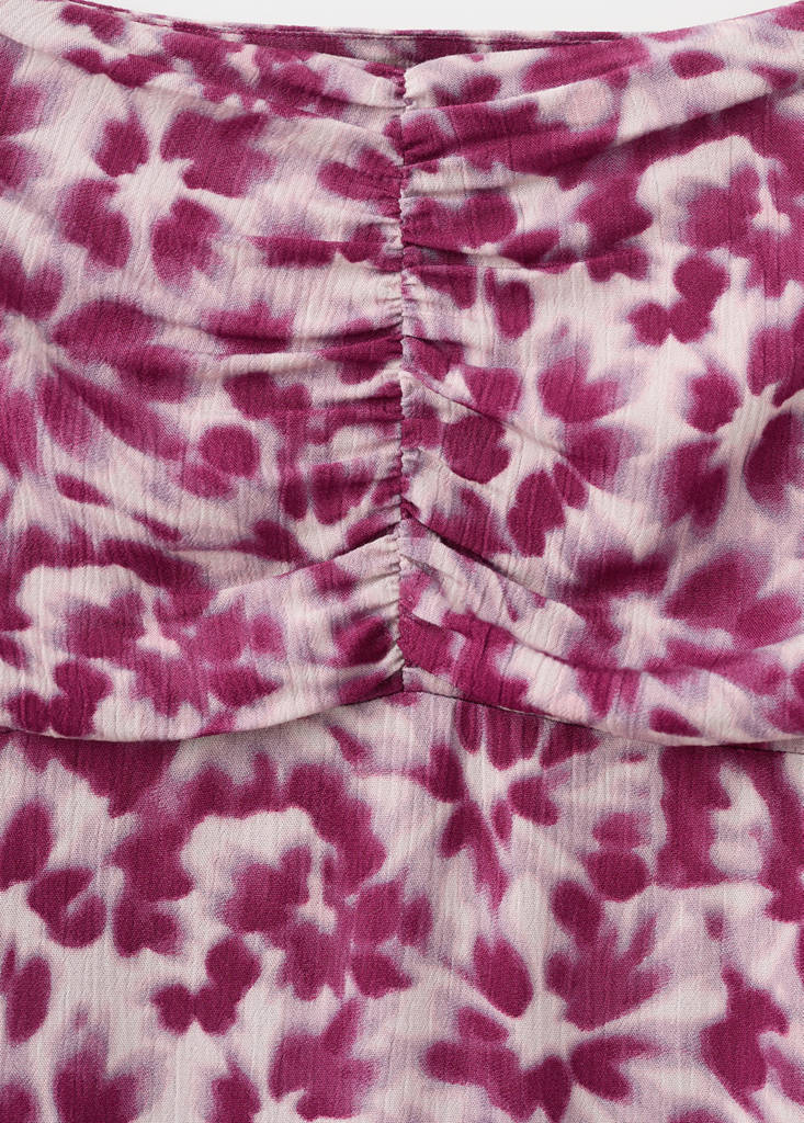 Gathered waist print skirt — Pink
