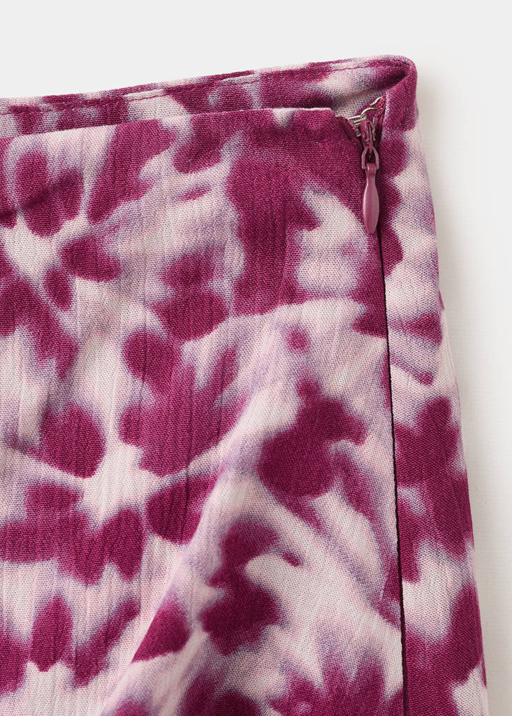 Gathered waist print skirt — Pink