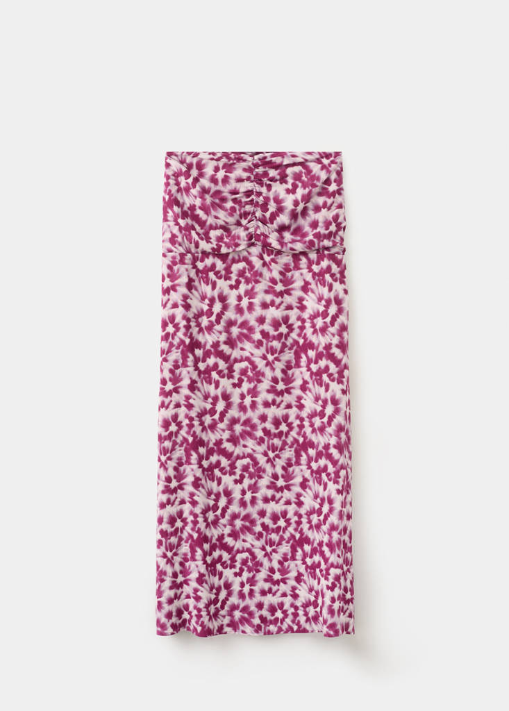 Gathered waist print skirt — Pink